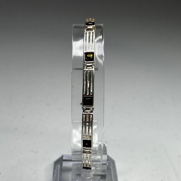 Baltic Amber & Sterling Silver 925 Bracelet With Rectangular Link Design - Picture 11 of 13